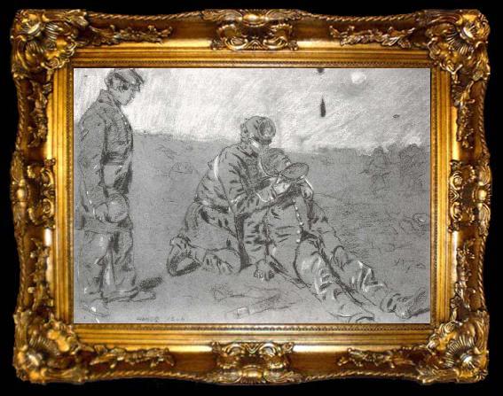 framed  Winslow Homer Wounded Soldier Being Given a Drink from a Canteen, ta009-2